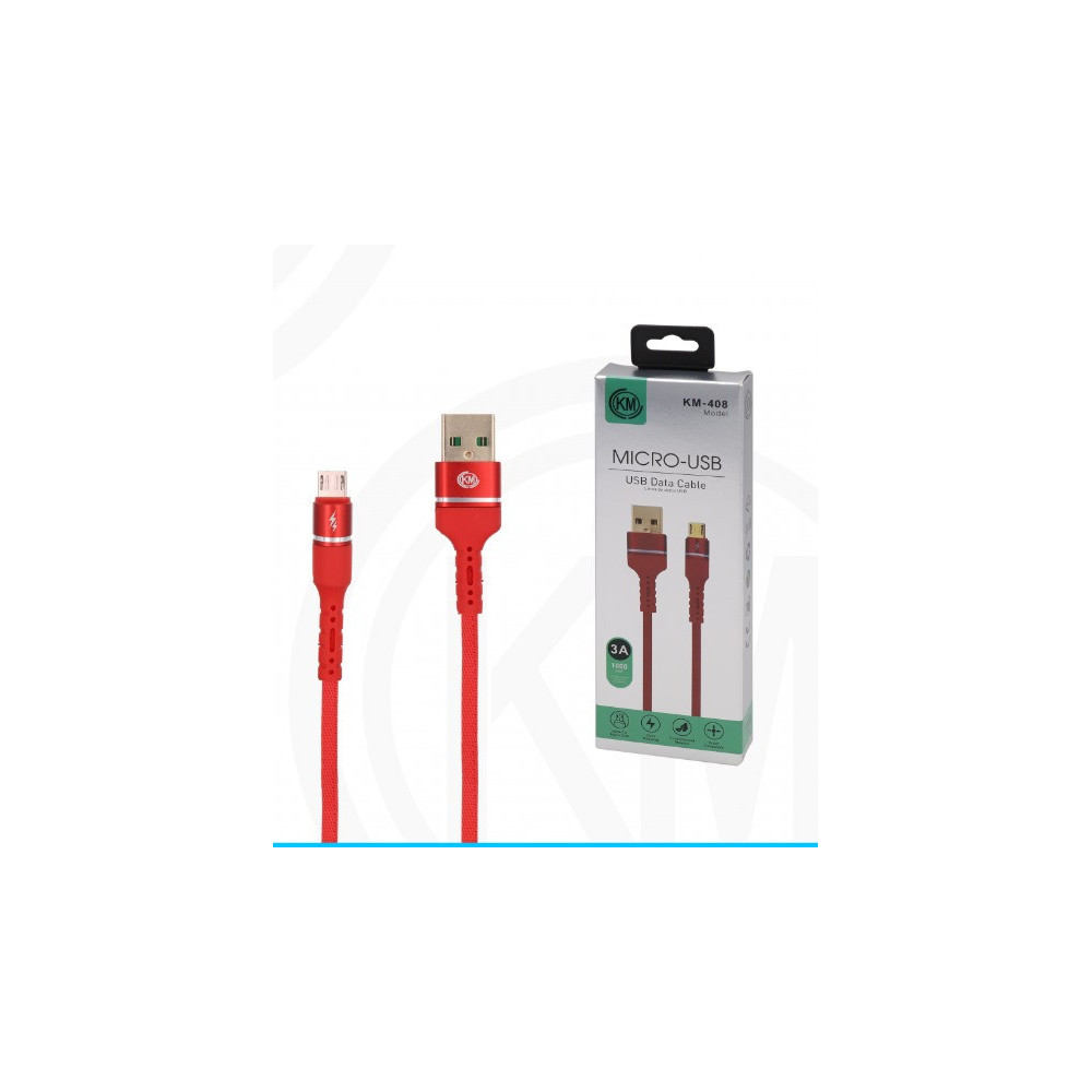 KM-408 CABLE MICRO-USB ALUMINIO TRENZADO [ROJO]