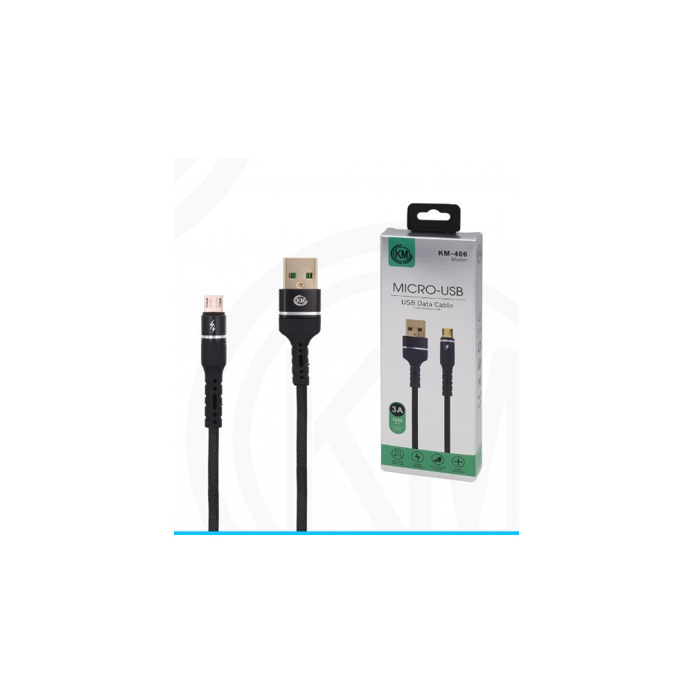 KM-406 CABLE MICRO-USB ALUMINIO TRENZADO [NEGRO]