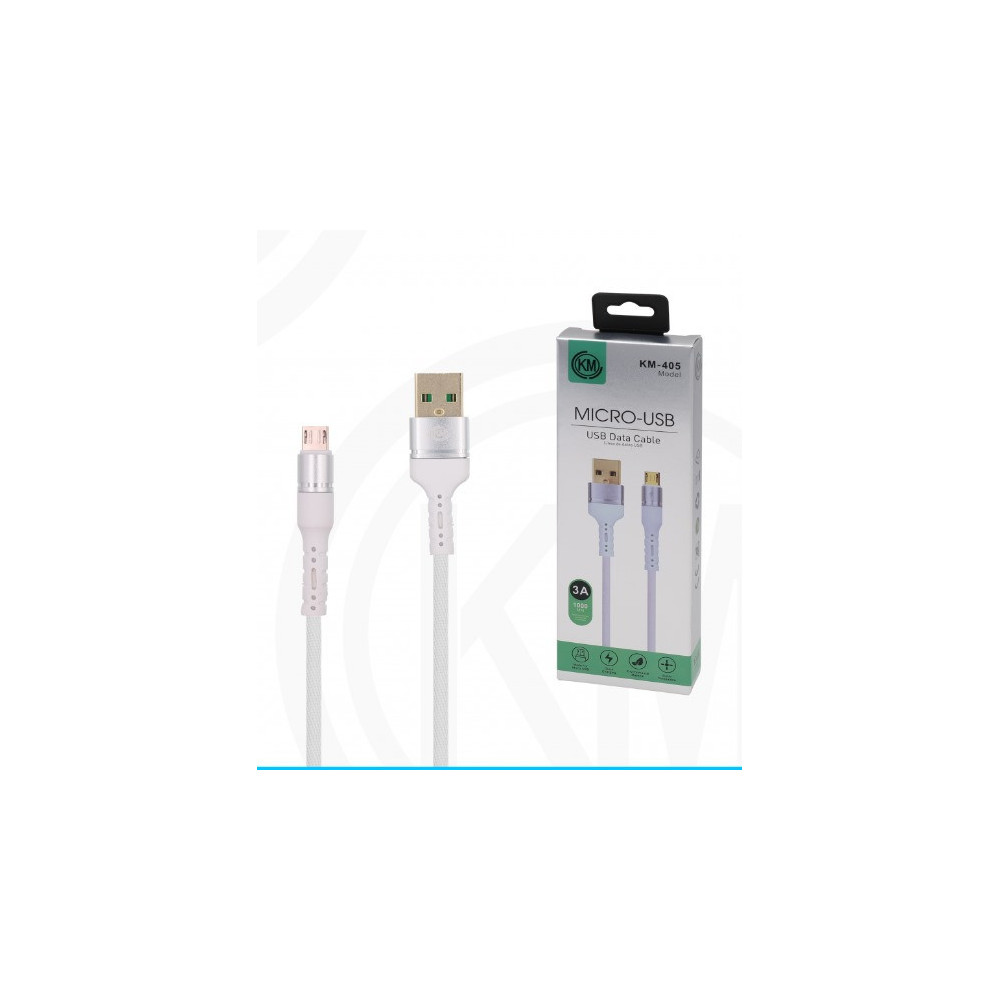 KM-405 CABLE MICRO-USB ALUMINIO TRENZADO [BLANCO]