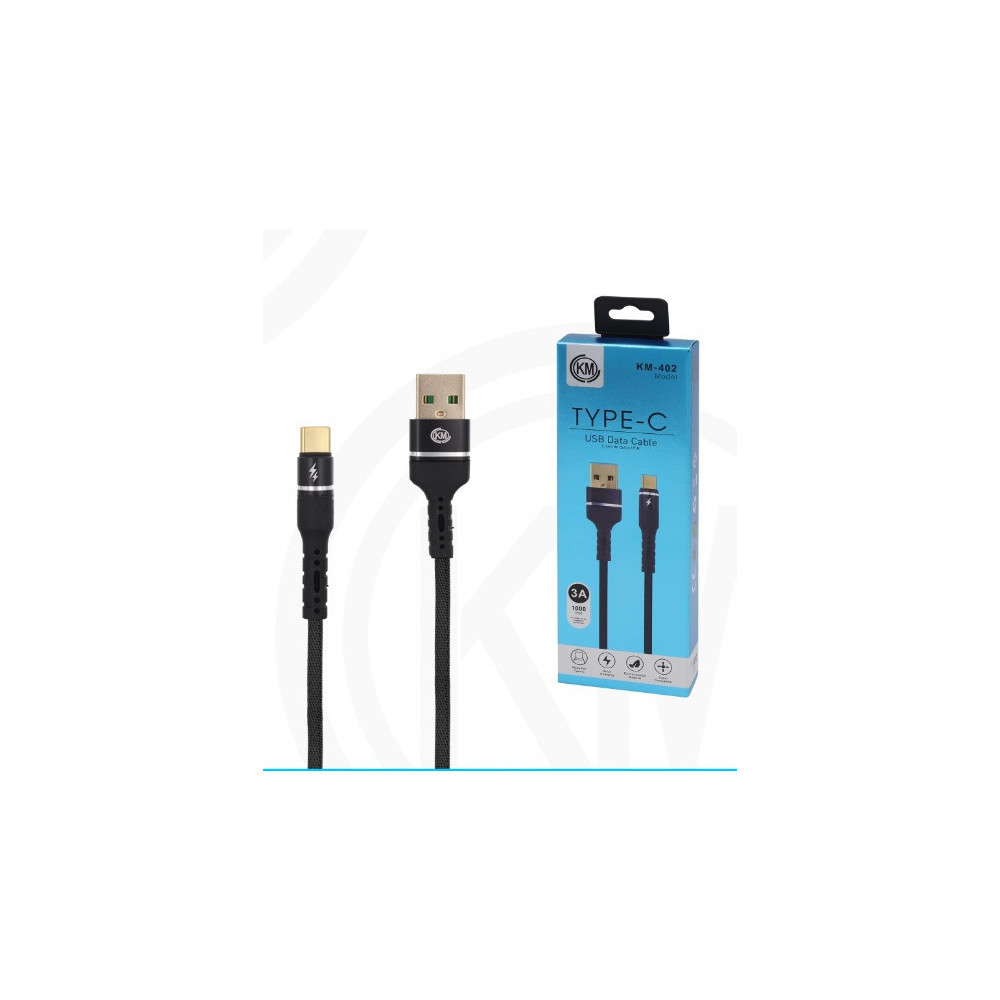 KM-402 CABLE TYPE-C ALUMINIO TRENZADO [NEGRO]