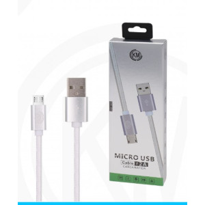 KM-302 CABLE MICRO-USB TRENZADO NYLON [BLANCO]