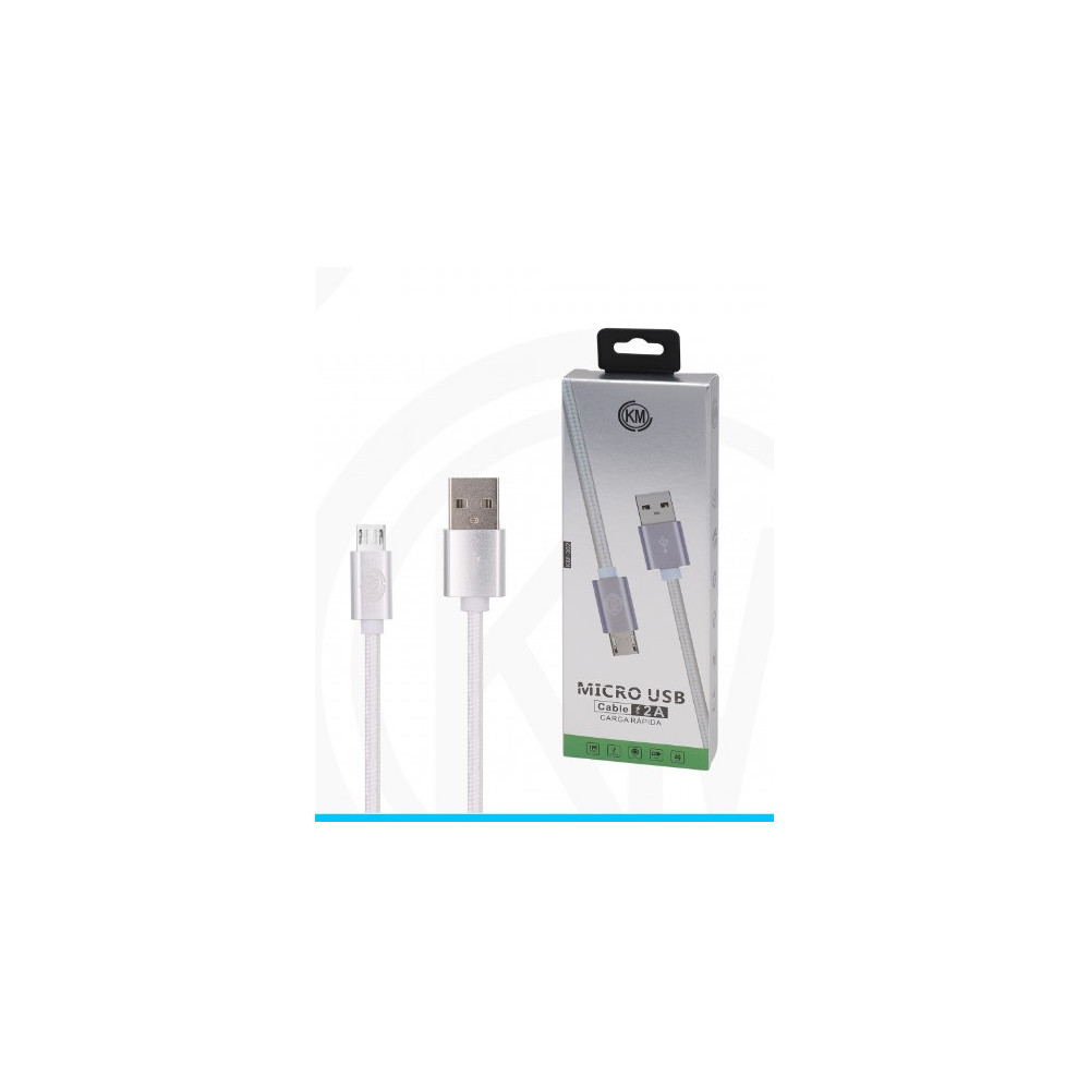 KM-302 CABLE MICRO-USB TRENZADO NYLON [BLANCO]