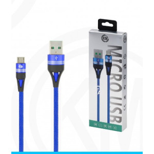 KM-250 CABLE MICRO-USB TRENZADO 3A [AZUL]