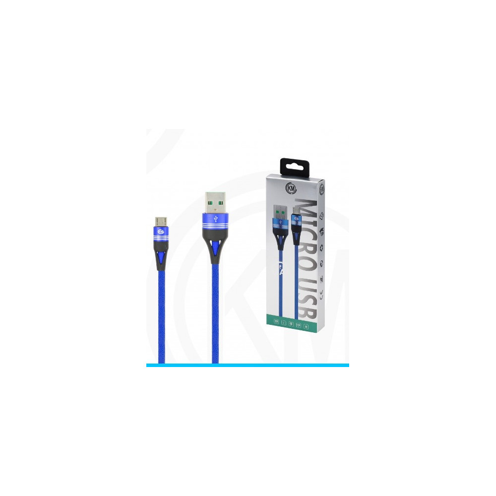 KM-250 CABLE MICRO-USB TRENZADO 3A [AZUL]