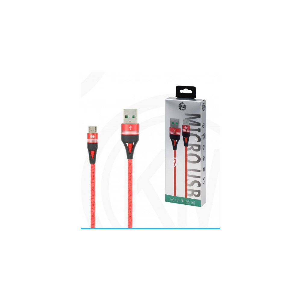 KM-249 CABLE MICRO-USB TRENZADO 3A [ROJO]