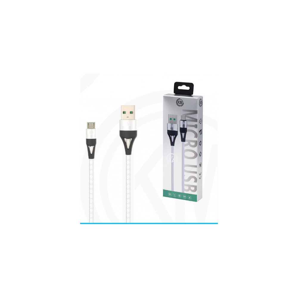 KM-248 CABLE MICRO-USB TRENZADO 3A [BLANCO]