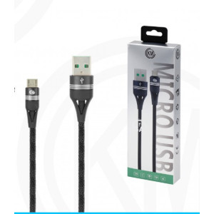 KM-247 CABLE MICRO-USB TRENZADO 3A [NEGRO]