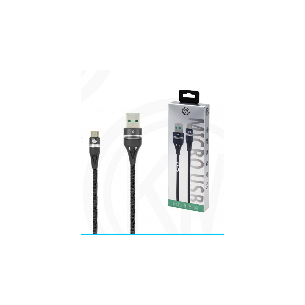 KM-247 CABLE MICRO-USB TRENZADO 3A [NEGRO]