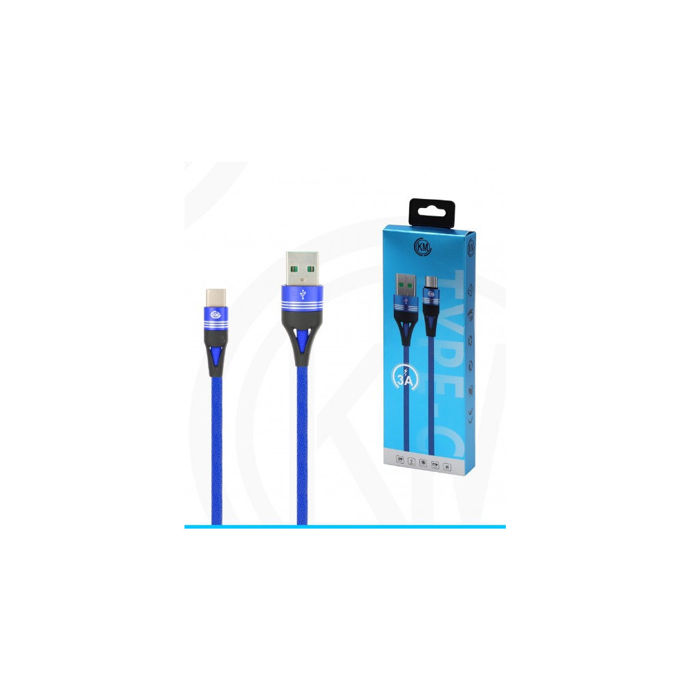 KM-246 CABLE TYPE-C TRENZADO 3A [AZUL]