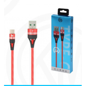 KM-245 CABLE TYPE-C TRENZADO 3A [ROJO]