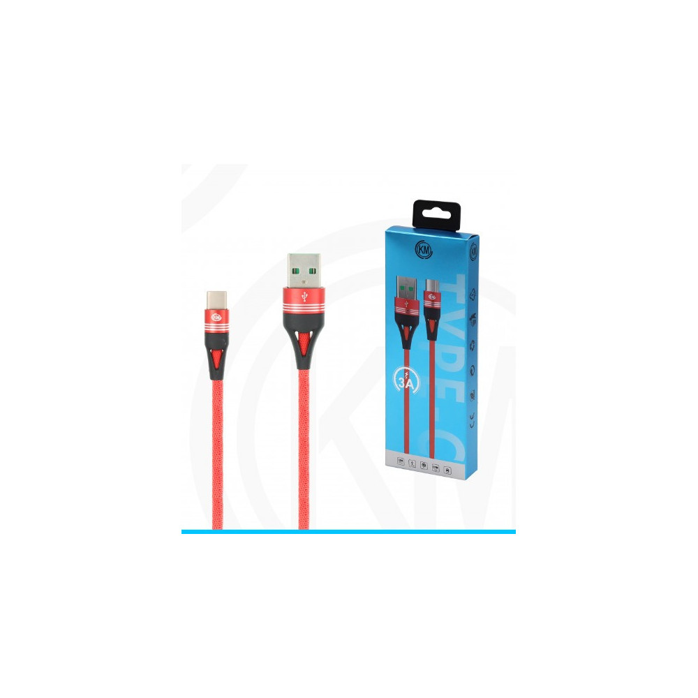 KM-245 CABLE TYPE-C TRENZADO 3A [ROJO]