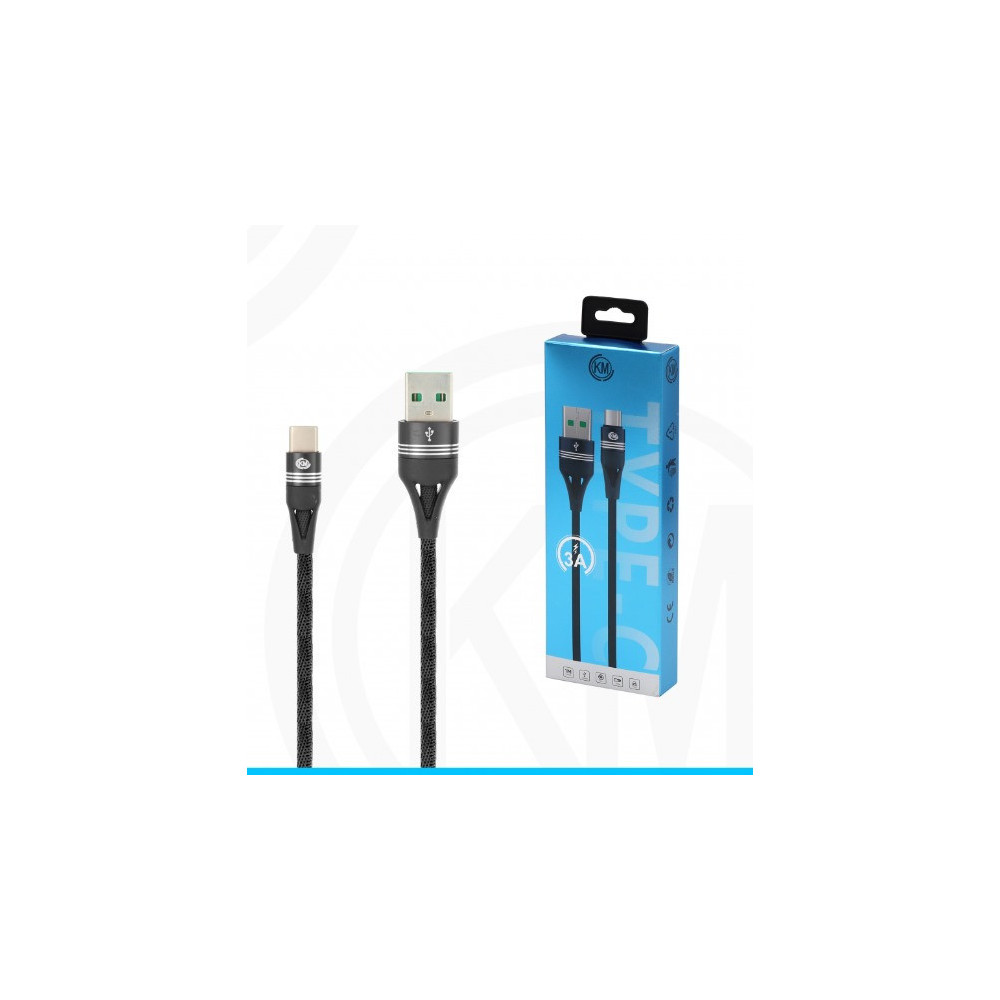 KM-243 CABLE TYPE-C TRENZADO 3A [NEGRO]