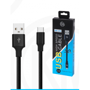 KM-242 CABLE TYPE-C 50CM TRENZADO [NEGRO]