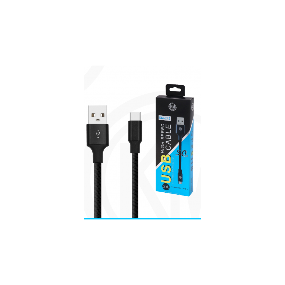 KM-242 CABLE TYPE-C 50CM TRENZADO [NEGRO]