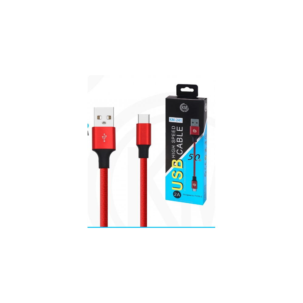KM-241 CABLE TYPE-C 50CM TRENZADO [ROJO]