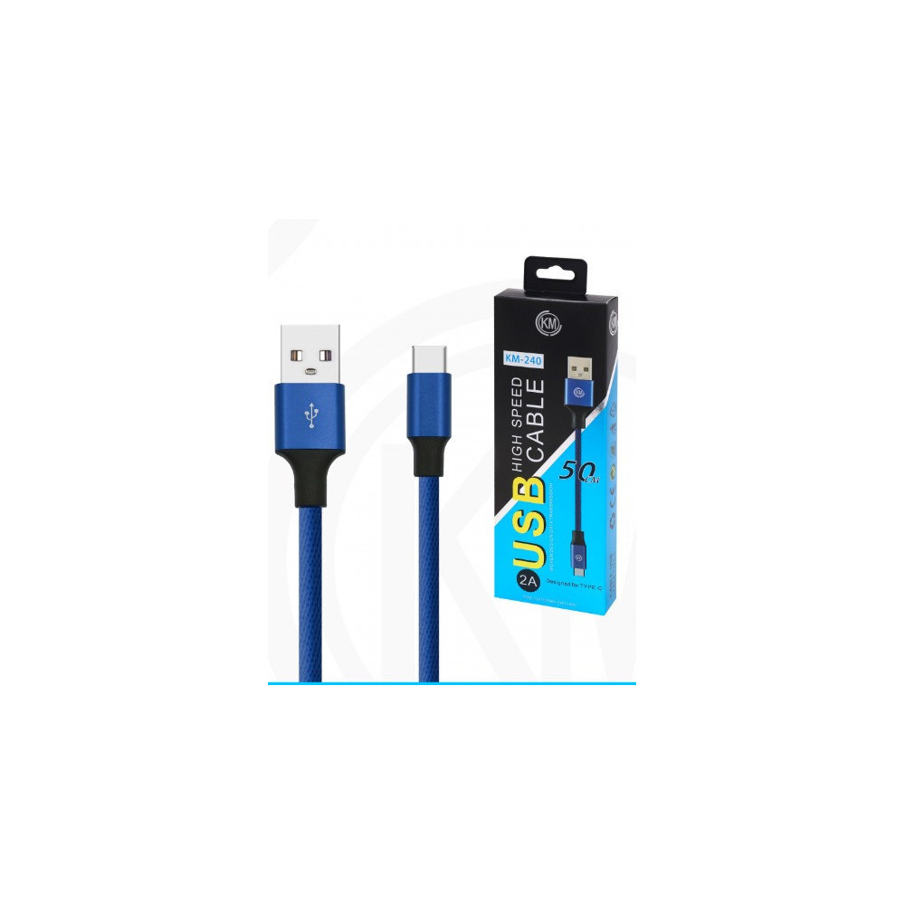 KM-240 CABLE TYPE-C 50CM TRENZADO [AZUL]