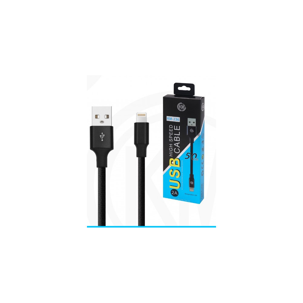 KM-236 CABLE LIGHTNING 50CM TRENZADO [NEGRO]