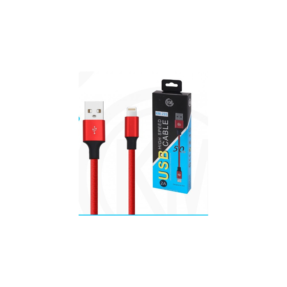 KM-235 CABLE LIGHTNING 50CM TRENZADO [ROJO]