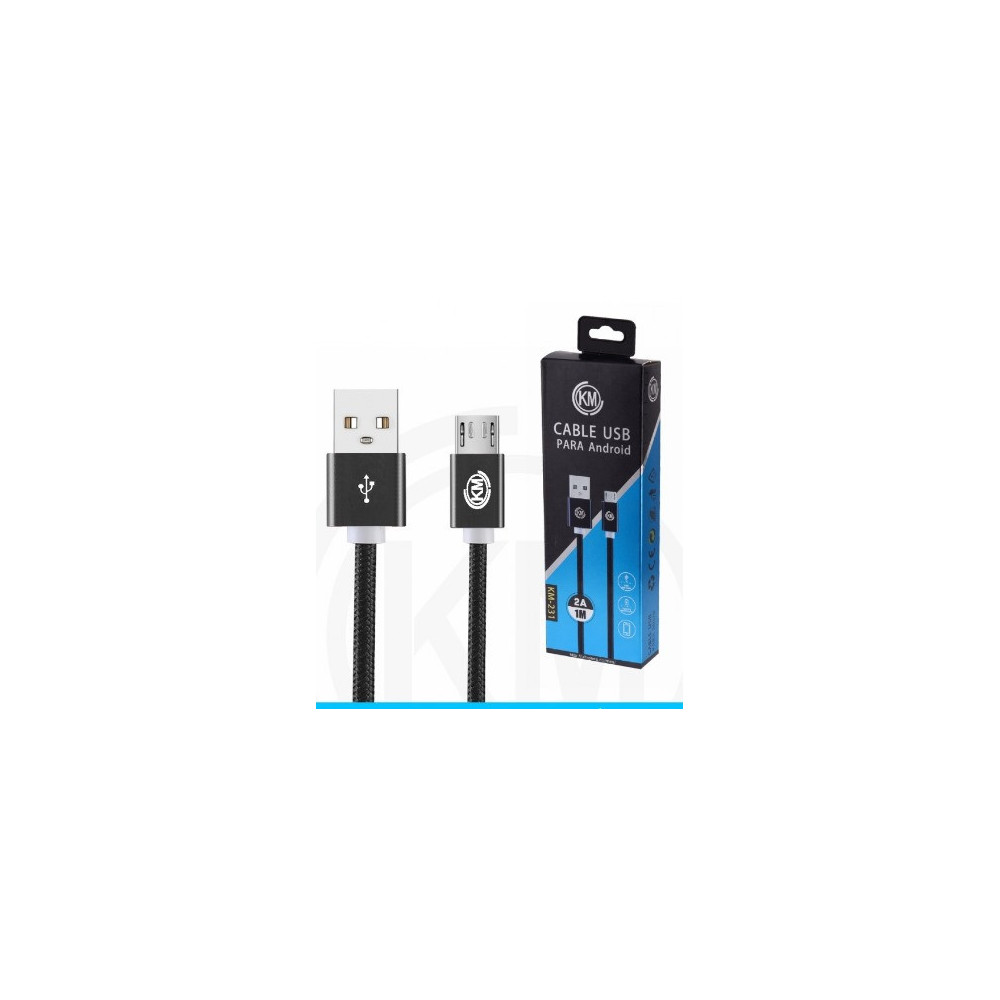 KM-231 CABLE MICRO-USB TRENZADO NYLON [NEGRO]