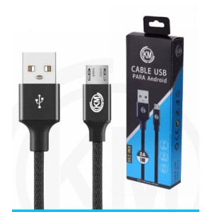KM-230 CABLE MICRO-USB TRENZADO [NEGRO]