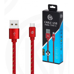KM-227 CABLE TYPE-C TRENZADO MEZCLILLA [ROJO]