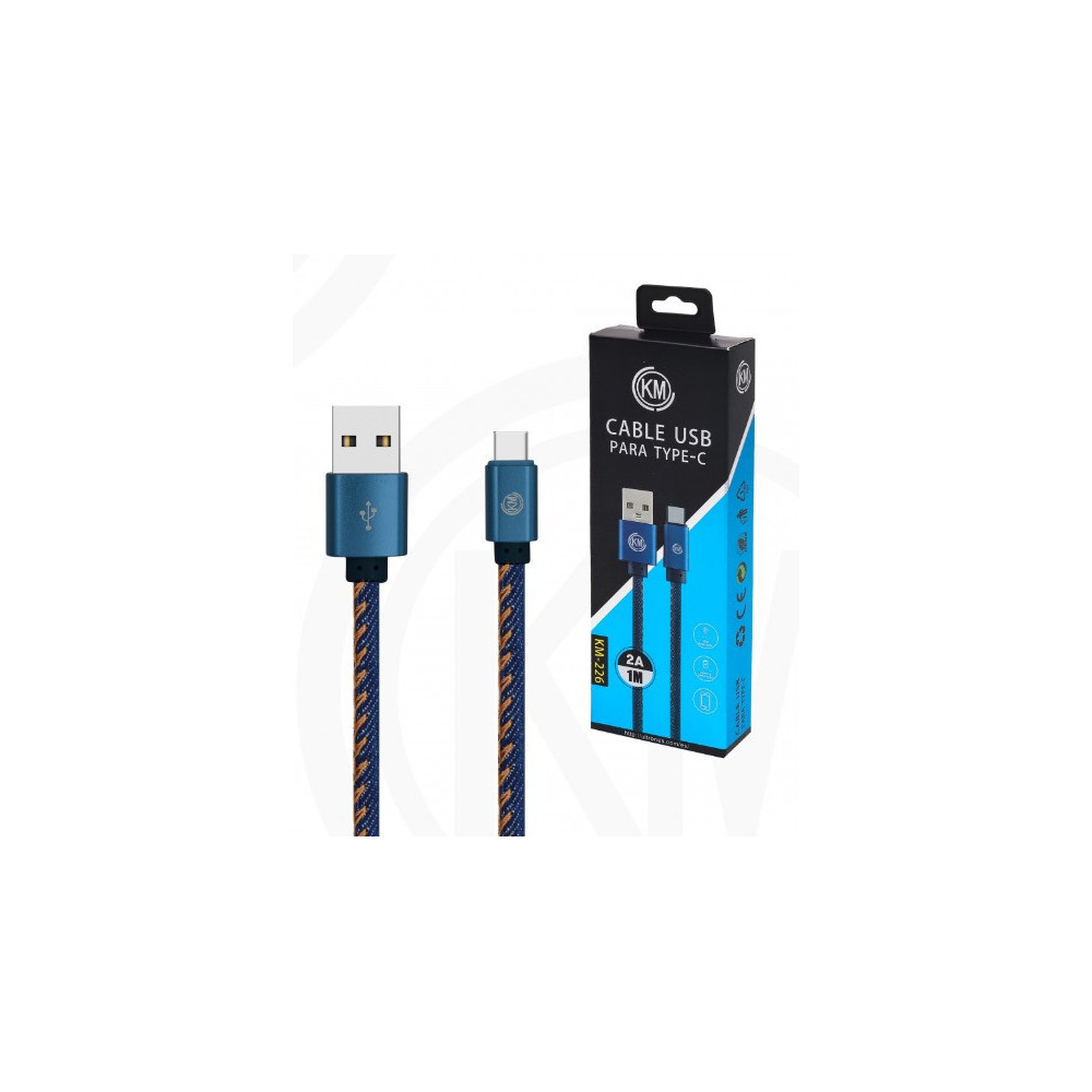 KM-226 CABLE TYPE-C TRENZADO MEZCLILLA [AZUL]