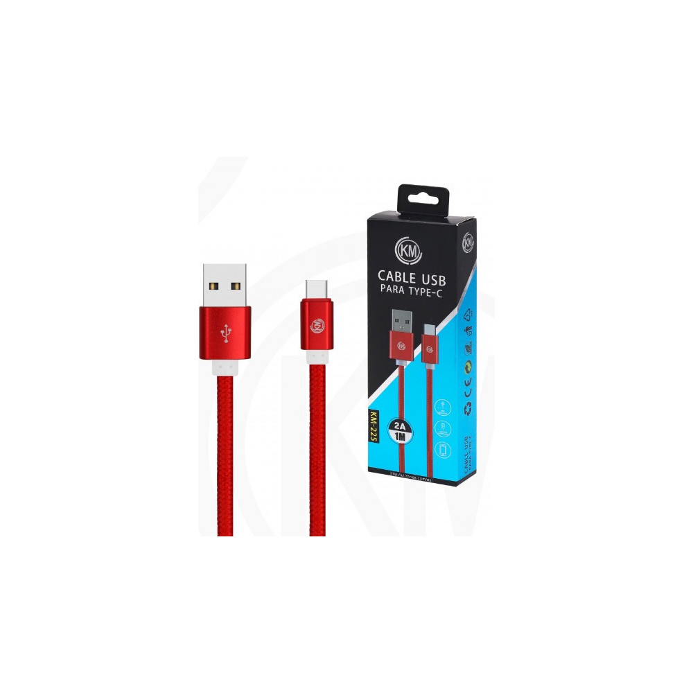 KM-225 CABLE TYPE-C TRENZADO NYLON [ROJO]