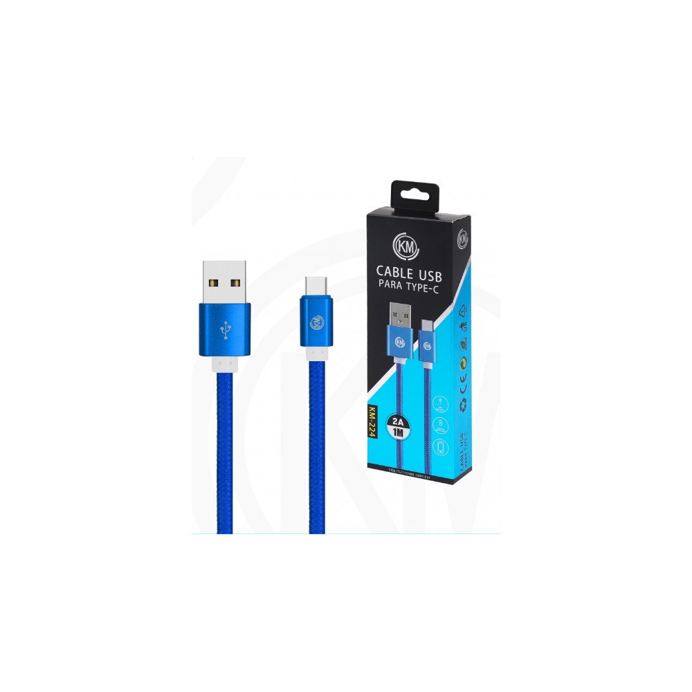 KM-224 CABLE TYPE-C TRENZADO NYLON [AZUL]