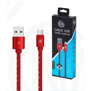KM-221 CABLE MICRO-USB TRENZADO MEZCLILLA [ROJO]
