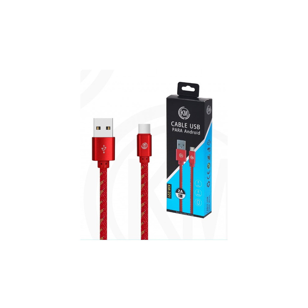 KM-221 CABLE MICRO-USB TRENZADO MEZCLILLA [ROJO]