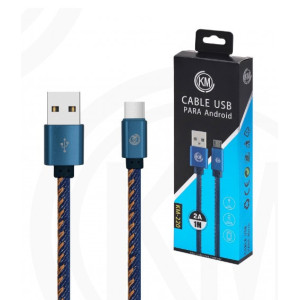 KM-220 CABLE MICRO-USB TRENZADO MEZCLILLA [AZUL]