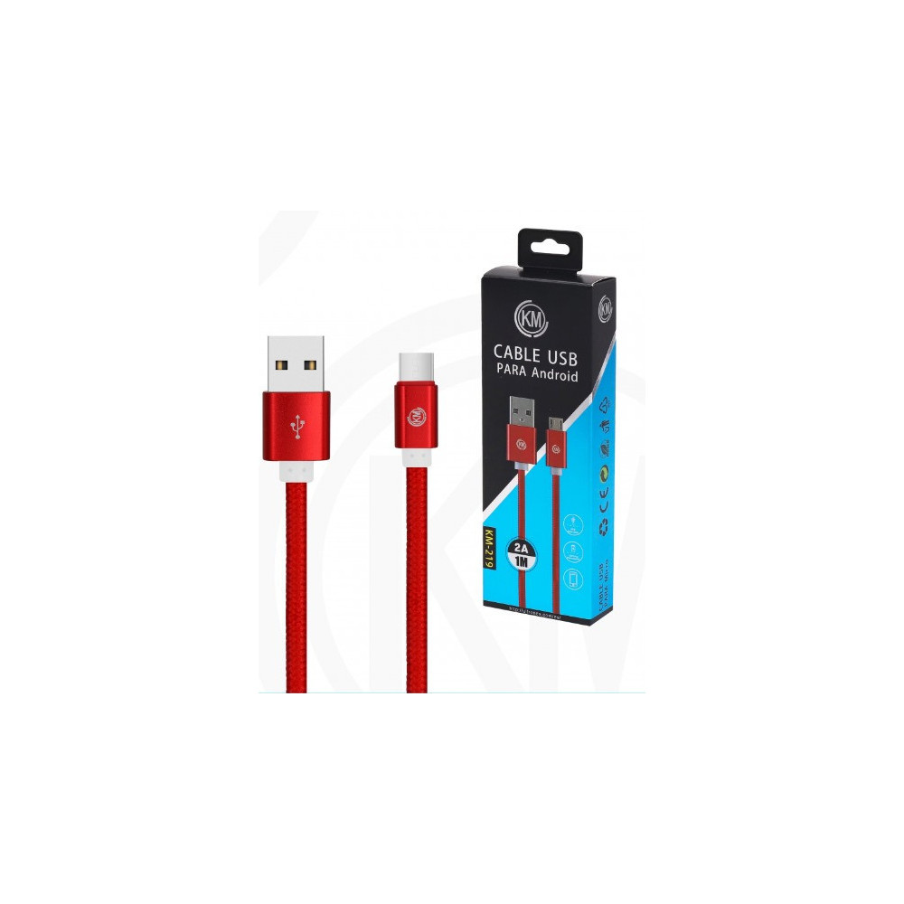 KM-219 CABLE MICRO-USB TRENZADO NYLON [ROJO]