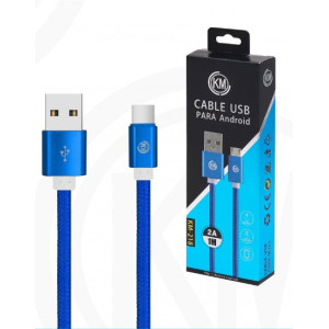 KM-218 CABLE MICRO-USB TRENZADO NYLON [AZUL]
