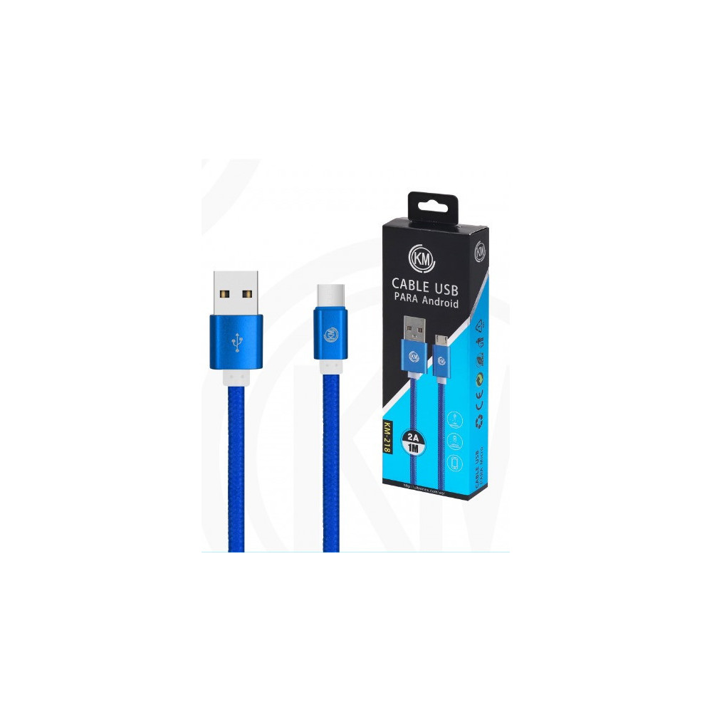 KM-218 CABLE MICRO-USB TRENZADO NYLON [AZUL]