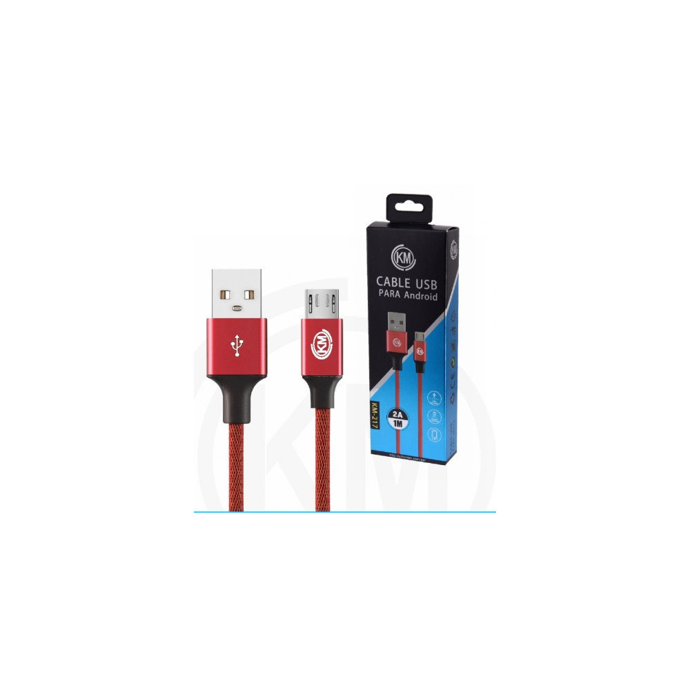 KM-217 CABLE MICRO-USB TRENZADO [ROJO]