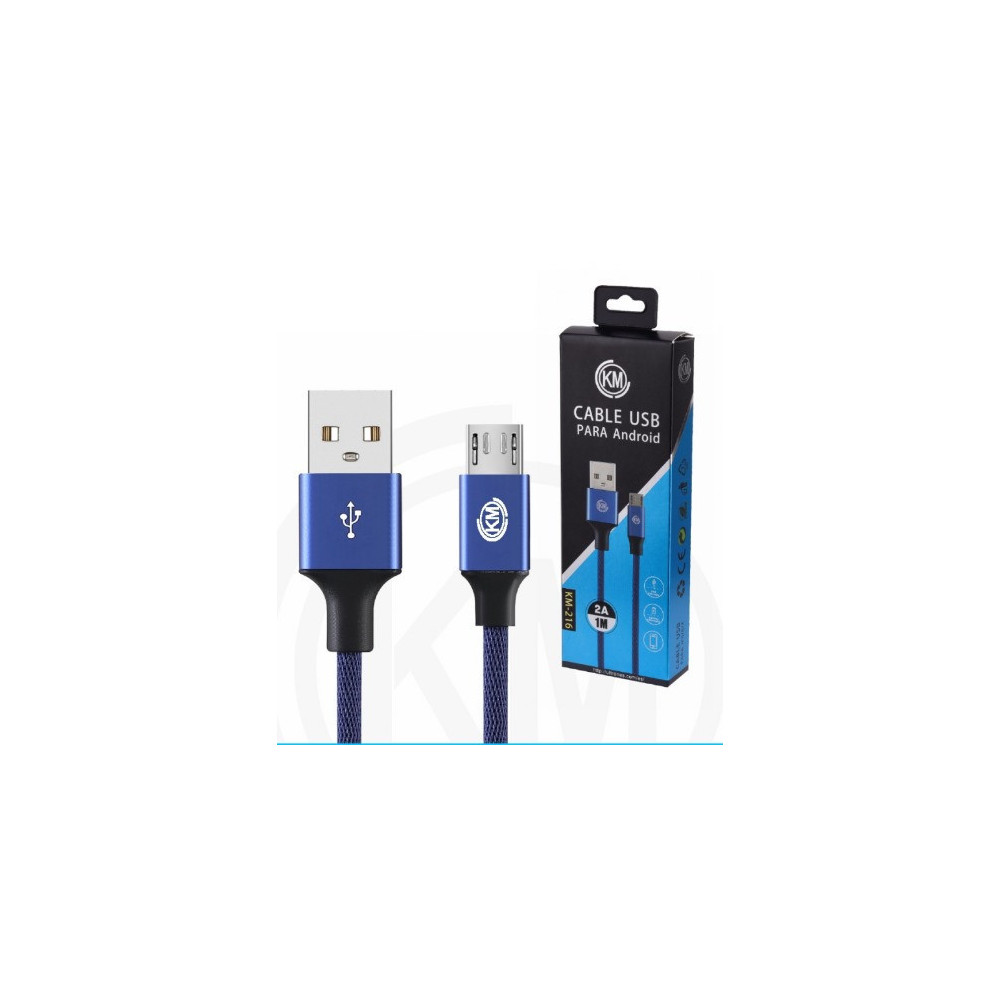 KM-216 CABLE MICRO-USB TRENZADO [AZUL]