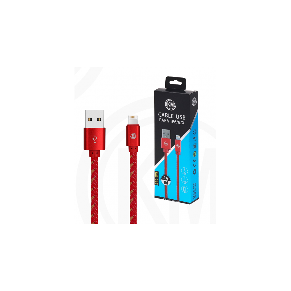 KM-215 CABLE LIGHTNING TRENZADO MEZCLILLA [ROJO]