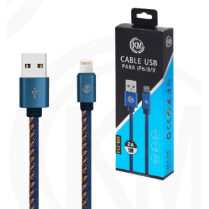 KM-214 CABLE LIGHTNING TRENZADO MEZCLILLA [AZUL]