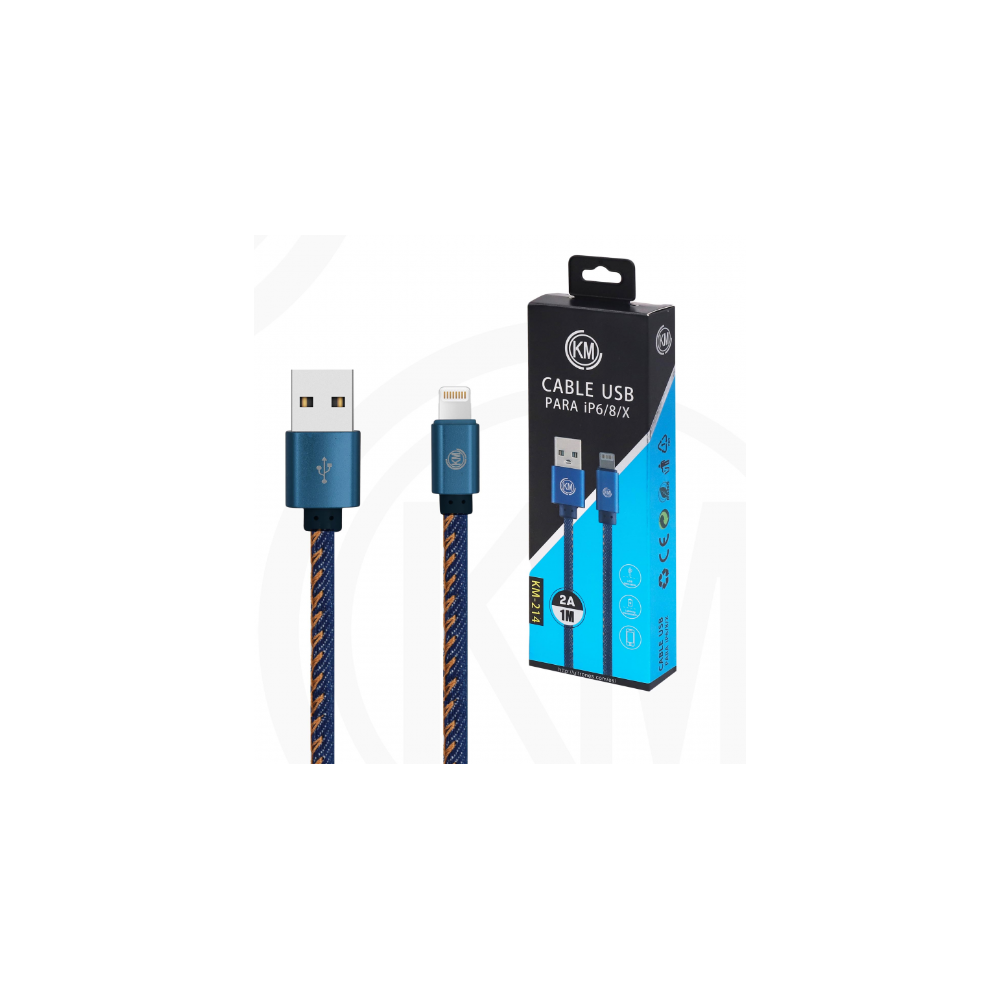 KM-214 CABLE LIGHTNING TRENZADO MEZCLILLA [AZUL]