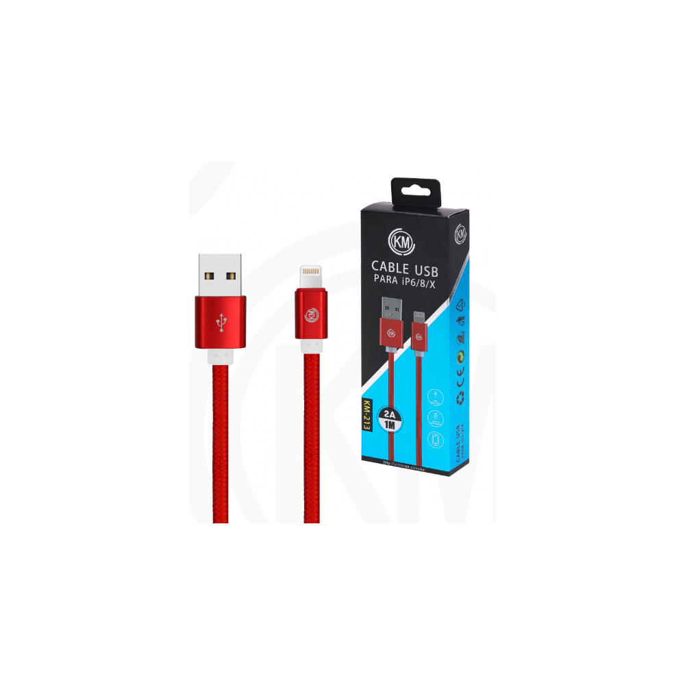 KM-213 CABLE LIGHTNING TRENZADO NYLON [ROJO]